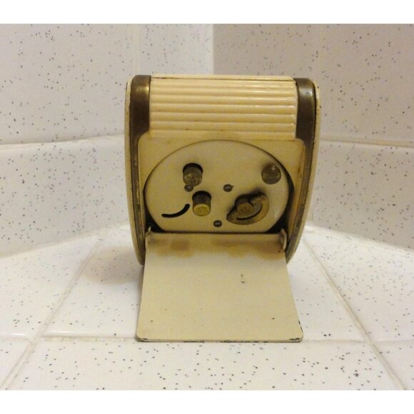Vintage Westclox Travel Alarm Clock Cream Roller Shutter For Parts Not Working - Picture 8 of 14